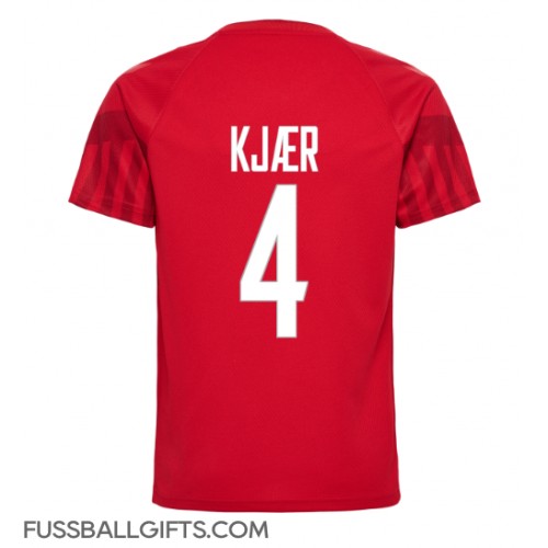 Dänemark Simon Kjaer #4 Fußballbekleidung Heimtrikot WM 2022 Kurzarm